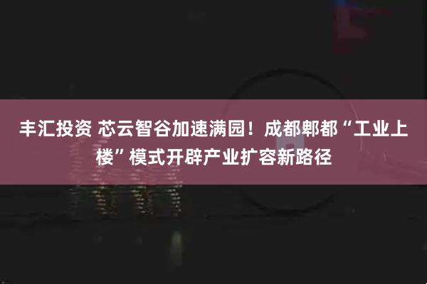 丰汇投资 芯云智谷加速满园！成都郫都“工业上楼”模式开辟产业扩容新路径